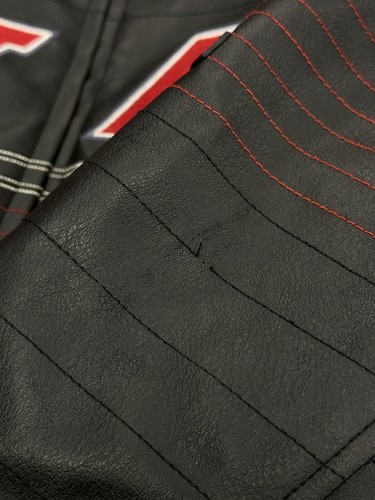 First Down Leather Biker Motorcycle Jacket - Picture 8 of 9