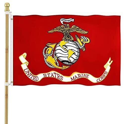 US Marine Corps USMC Military Flags 3x5 Outdoor US Marines (Officially Licensed) - Afbeelding 1 van 4