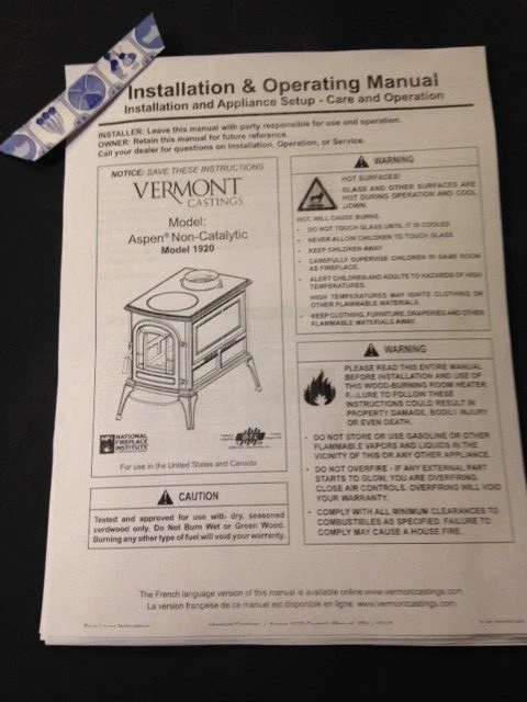 Vermont Castings aspen 1920 wood stove manual operation installation | eBay