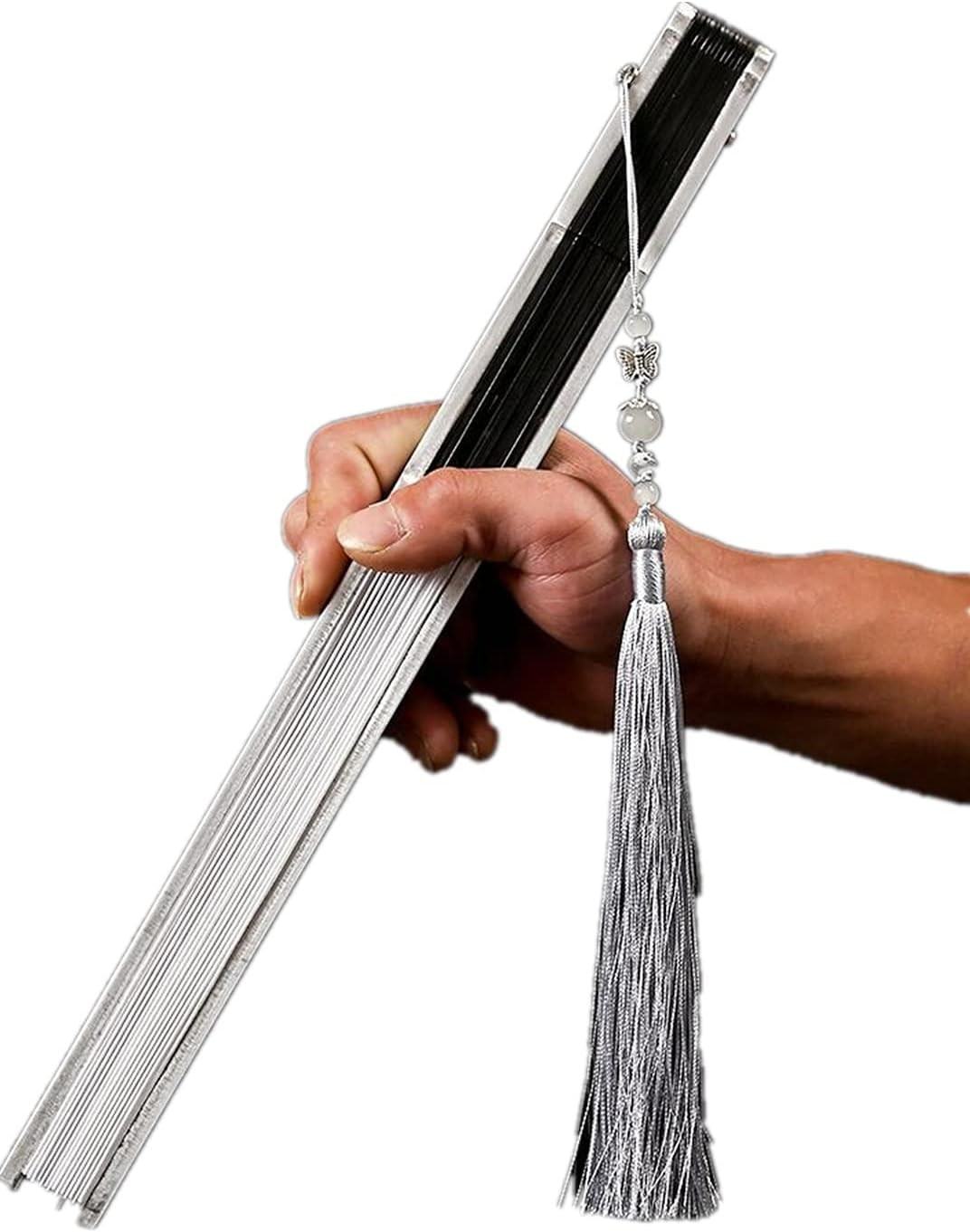 Kung Fu Aluminum Alloy Folding Fan - Male Iron Fan with Bamboo Core - Gift Item