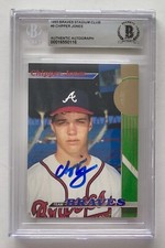 CHIPPER JONES SIGNED 1993 BRAVES STADIUM CLUB #9 BECKETT AUTO EARLY SIGNATURE