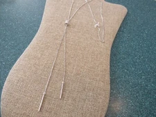 Nordstrom cubic zirconia Lariat box long chain statement necklace silver plated