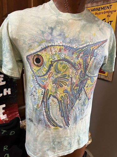 2015 The Mountain Art Fish T-Shirt - Tie Dye Blue Size Medium - Picture 3 of 14