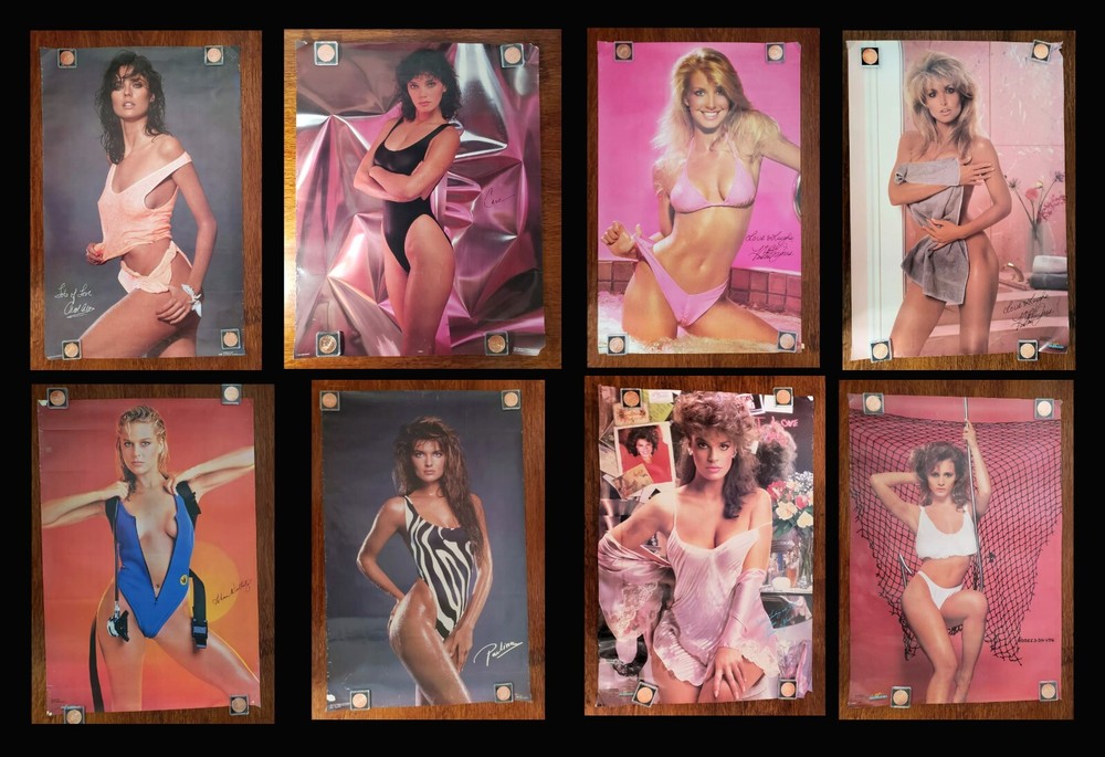Lot of 8 Used Vintage 1980s Sexy Female Model Wall Posters Heather Thomas +