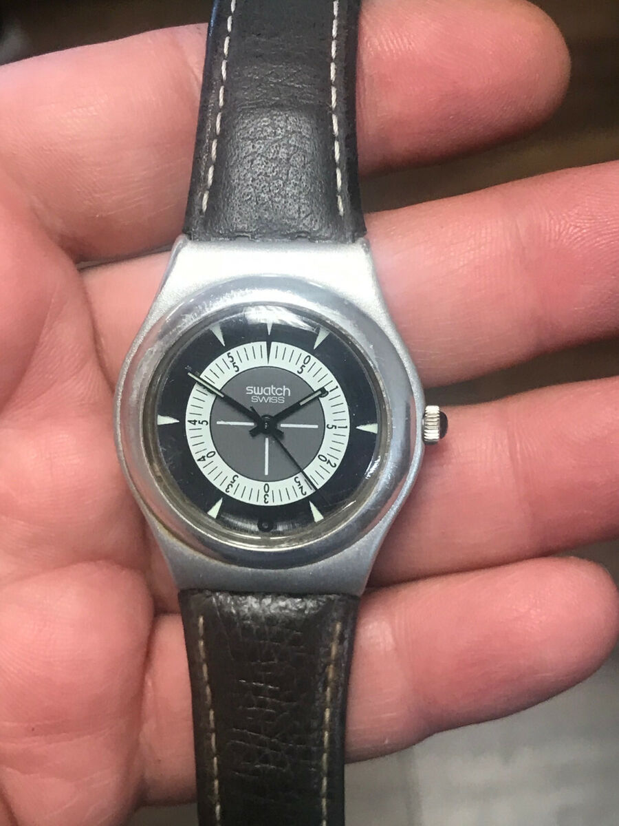 Swatch Watch Irony MAGIC MIRROR YLS1002 Leather Band Working