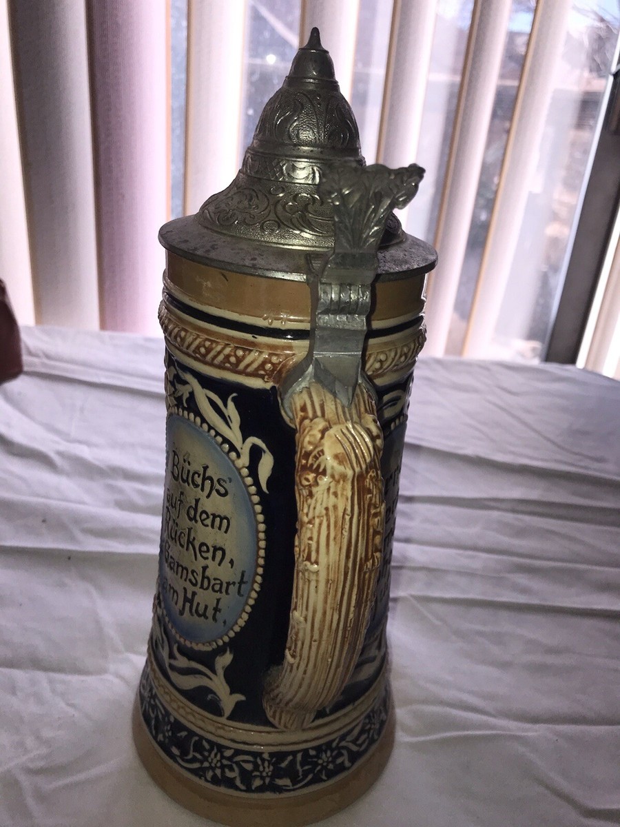 Vintage Deutsches Bundes-Gebrauchsmuster Beer Stein Lidded 1