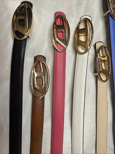 VINTAGE Liz Claiborne Women's LEATHER BELT Reddish-Brown Size XS Gold Buckle - Picture 2 of 12