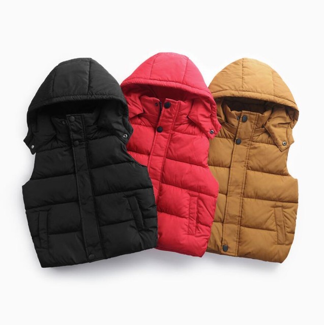 Kids Boys Girls Detach Hooded Body Warmer Gilet Padded Fleece Vest Puffer Jacket