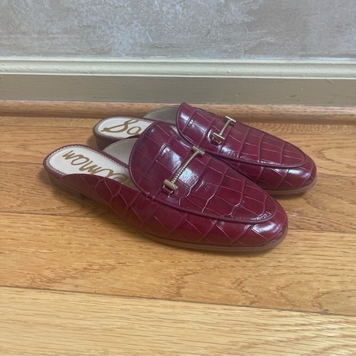 Sam Edelman rote Krokoleder Pantolette Loafer Pantoletten flache Schuhe Gr. 7 - Bild 2 von 12