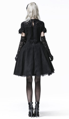 Robe noire avec noeuds et haut en dentelle, élégant gothique lolita Pyon Pyon - Photo 5/5