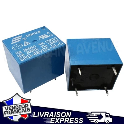 PIRABADI 2 A 10 RELAIS DE PUISSANCE SRD-48VDC-SL-C BOBINE 1 RT 10A BOBINE 48V RELAY 5 PIN