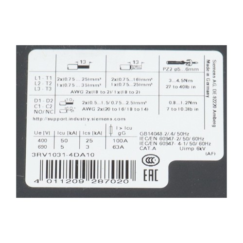 Siemens 3RV1031-4DA10 New NFP - Picture 4 of 10