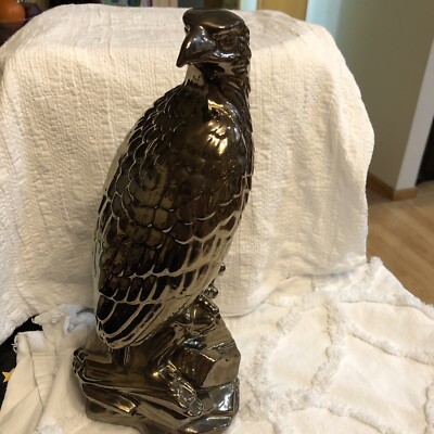 1984 ARNEL'S EAGLE Ceramic Hand-Painted Statue Bronze Metallic Vintage Signed