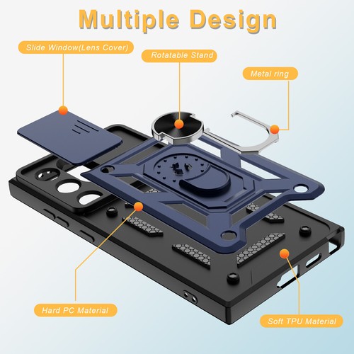 Funda con soporte a prueba de golpes para Samsung Galaxy S24 Ultra S24 Plus deslizante para cámara - Imagen 32 de 60