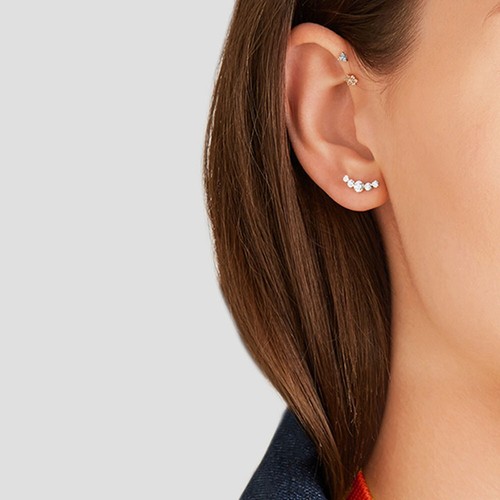 Gem Tragus Helix Bar - Cartilage Top Upper Ear Earring Stud Star Heart Crystal - Picture 6 of 26