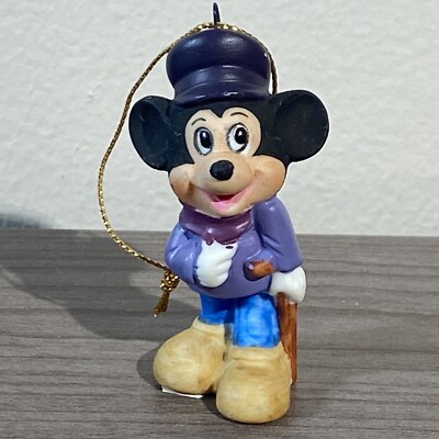 A Christmas Carol Mickey Mouse Tiny Tim Porcelain Christmas Ornament 2.5  Japan