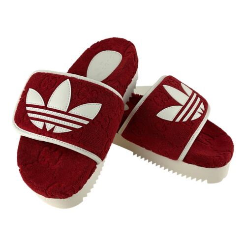 Gucci x Adidas Women's GG Platform Sandal Red & White Cotton Sponge Size 36 - Picture 2 of 11