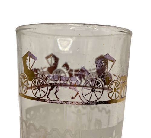 Vtg Anchor Hocking Butter Print Glasses Amish Dutch High Ball Gold MCM Set of 3 - Picture 3 of 5