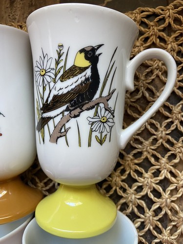 4er Set Vintage Fred Roberts Singvogel Standfuß Kaffeetassen Teetassen 60er Jahre - Bild 3 von 11