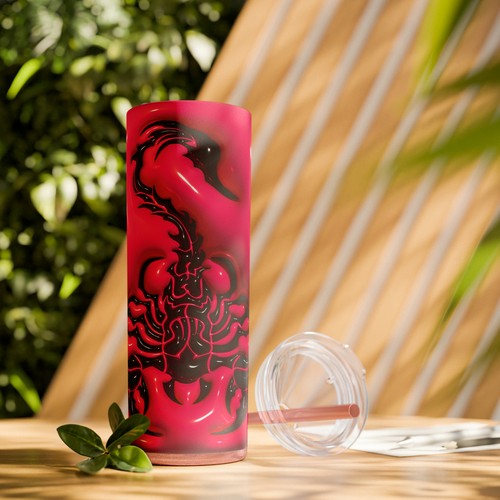 Abstract Floral Pink Tumbler, Reflective Blossom Art, Unique Tumbler Drinkware - Picture 6 of 35