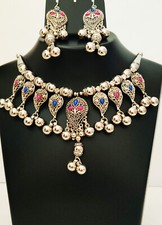 Vintage Filigree Choker Set Earring Belly Dance Artisan Fusion Handmade Jewelry