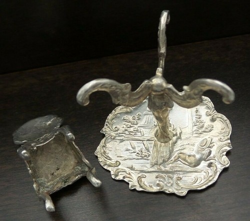 Beautiful Vintage European Sterling Silver Miniature Table & Chair - Signed - Picture 6 of 7