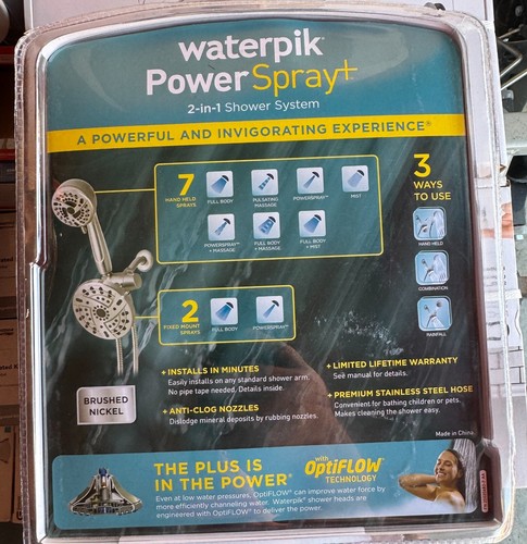 Waterpik Power Spray 7+2 Spray Settings 2-Showerhead Hand Shower - Picture 2 of 3