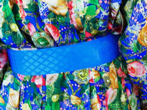 Vtg Diane Freis Blue Gold Floral Silk Tapestry Coat Dress Duster, one size Wrap - Picture 7 of 11