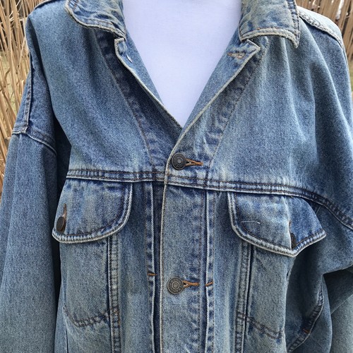 Rare Denim Trucker Jacket Jordache Jeepers Trashed Distressed XL Embroidery Jeep - Picture 6 of 19