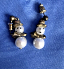 Snowman pierced earrings goldtone posts