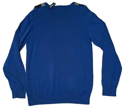 Old Navy Sweater Men MEDIUM Blue Argyle Pullover V Neck Long Sleeve - New W/Tags - Picture 6 of 12