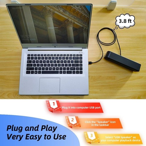USB Computer /Laptop Speaker with Stereo Sound for Windows PCs - Picture 6 of 6