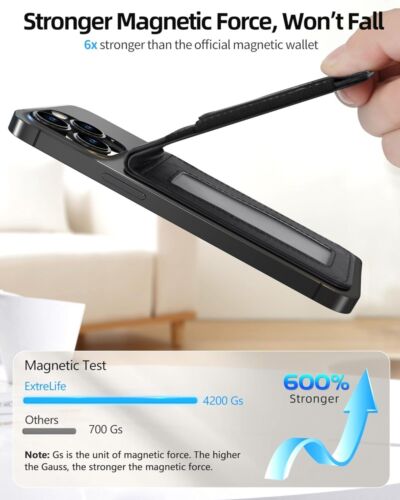 MagSafe Genuine Leather Wallet Compatible with iPhone with Adjustable Stand - Picture 22 of 35
