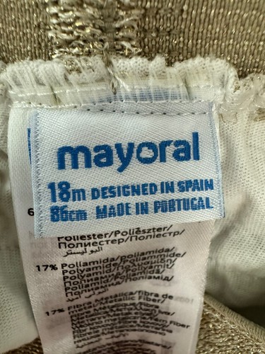 Mayoral Sparkly Gold Knife Pleated Skirt. 18 Months - Picture 3 of 4