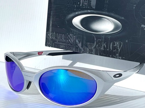 NEW Oakley EYE JACKET REDUX Silver POLARIZED Galaxy BLUE Lens Sunglass 9438 - Picture 5 of 12