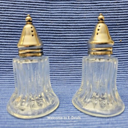 VINTAGE KLAR GESCHLIFFENES GLAS Salz & Pfefferstreuer-Mid Century Geschirr-rund-3,5" - Bild 2 von 14