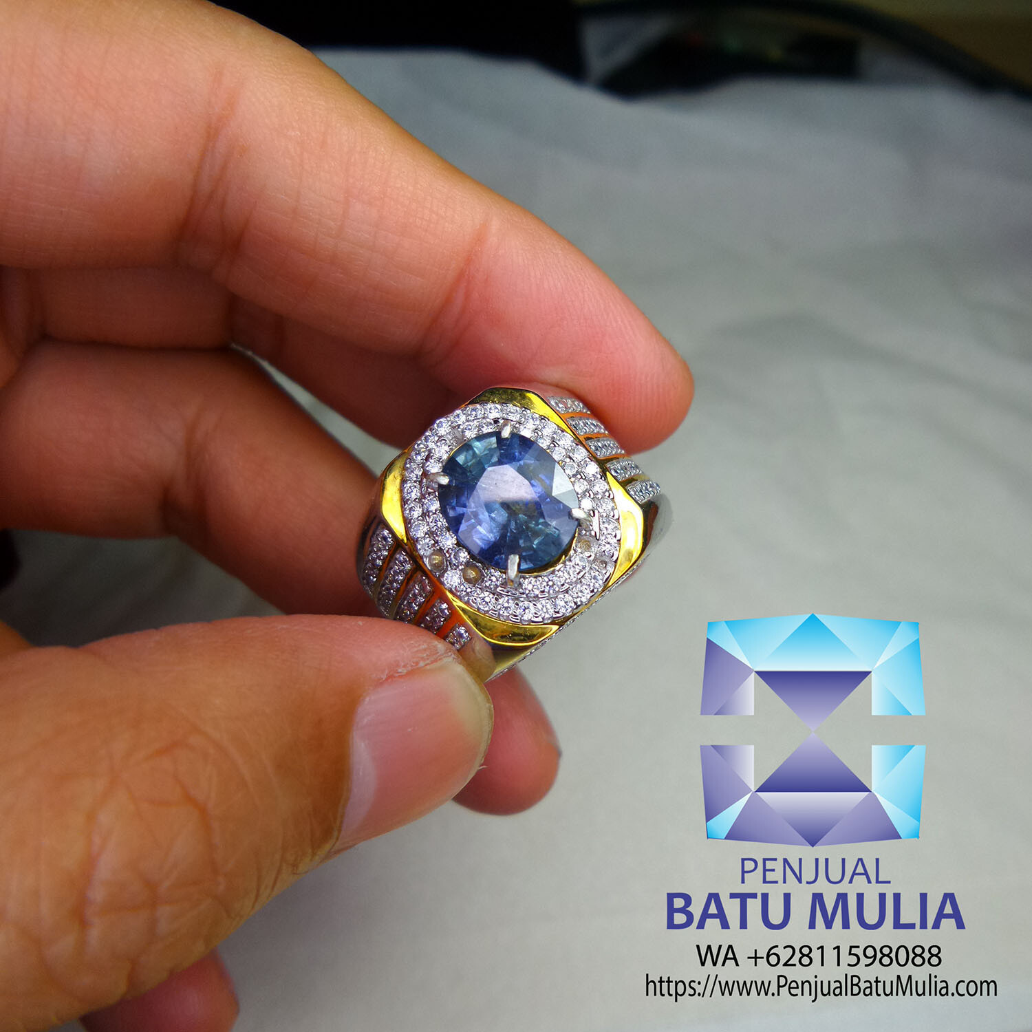  Blue Sapphire unheated certificate with BALI ring silver Handmade