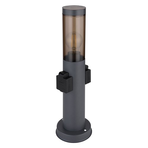 Wegelampe Stehlampe Sockelleuchte IP44 Garten opal rauch Steckdosen LED H 45cm - Bild 16 von 20