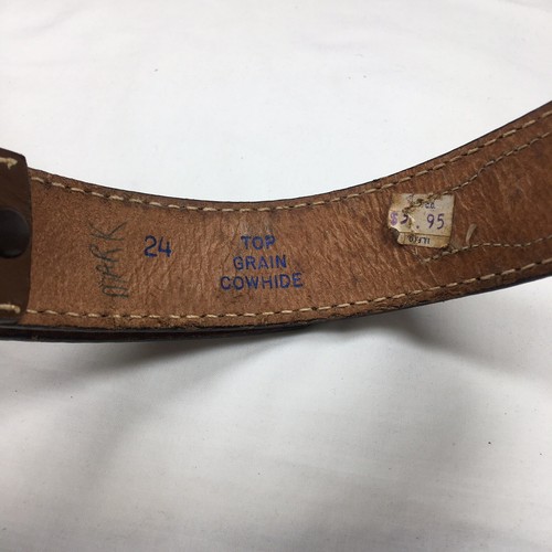 Kids Hand Tooled Leather Western Belt With Buckle Brown - Size 24 - Picture 6 of 15