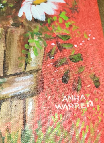 Vtg 1979 Anna Warren White Daisies Original Oil On Canvas Painting Signed Framed - Picture 3 of 11