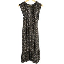 J.Crew Mercantile Dress Black Floral Ruffles  Sleeveless Feminine Small