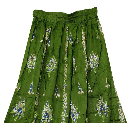 Indian Multi tie dye Yoga Women's Sequined Crinkle Broomstick Gypsy Long Skirt - Picture 28 of 28