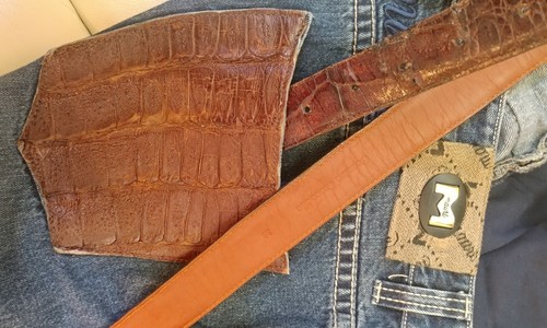 MAURI MENS BABY CROCODILE POCKETS RELAXED JEANS SIZE 36 & CROCODILE BELT SIZE 38 - Picture 12 of 12
