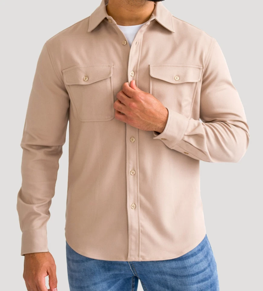 Sobrecamisa Coastal Para Hombre Manga Larga Calce Clásico Abotonada - Mediana, Grande, XL Foto 2 de 4