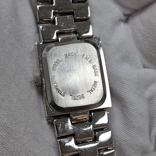 Women's Park Lane Black Rhinestone Gemmed Band Watch Mother Of Pearl Silver Tone - Picture 5 of 9