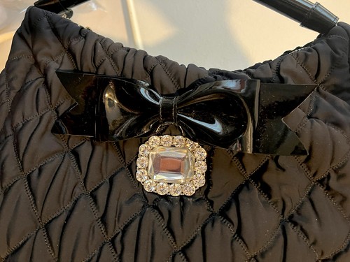 BRIGHTON My Flat In London BOW JEWELED Quilted MicroFiber LG. Handbag NO COPYMG - Picture 5 of 20