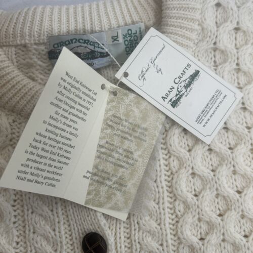 Ladies Aran Crafts 100% Merino Natural Cable Lumber Cardigan/Jacket - NEW - XL - Picture 5 of 6