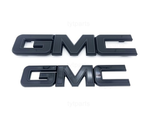 NEW Grille Tailgate Emblem Black For 2015-19 GMC Sierra 1500 2500HD 3500HD GMC - Picture 2 of 4