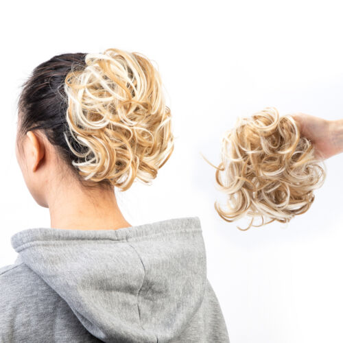 Large Thick Curly Messy Bun Hairpieces Scrunchie Updo Remy Human Hair Extension - Picture 22 of 24