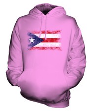 PUERTO RICO DISTRESSED FLAG UNISEX HOODIE TOP PUERTO RICAN FOOTBALL GIFT